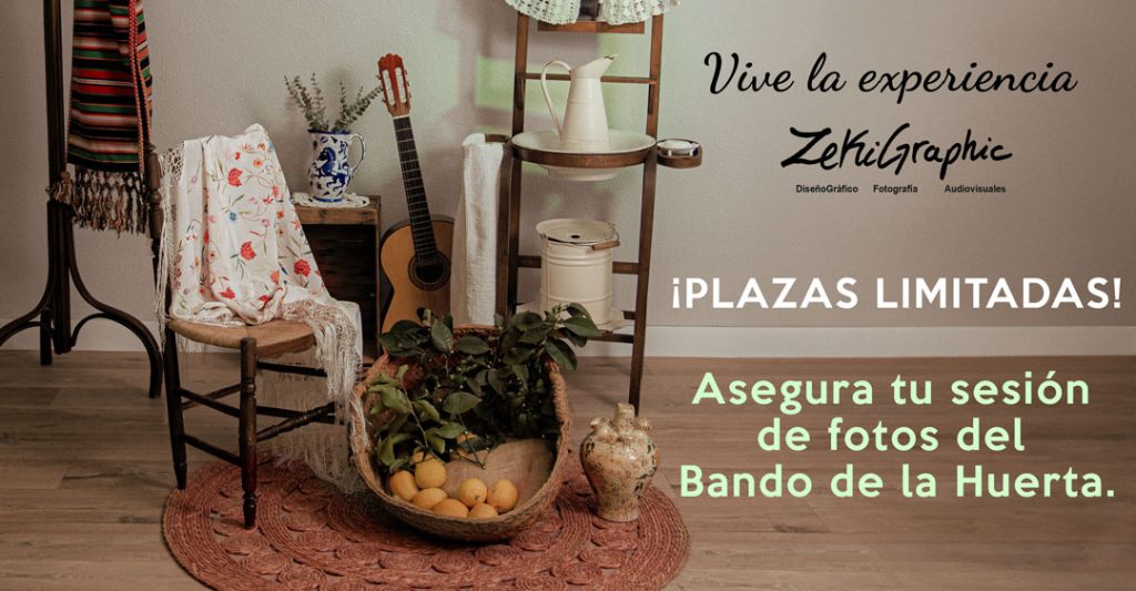 decorado para trajes tradicionales de huertano y huertana de Murcia, sesión de fotos del Bando de la Huerta.